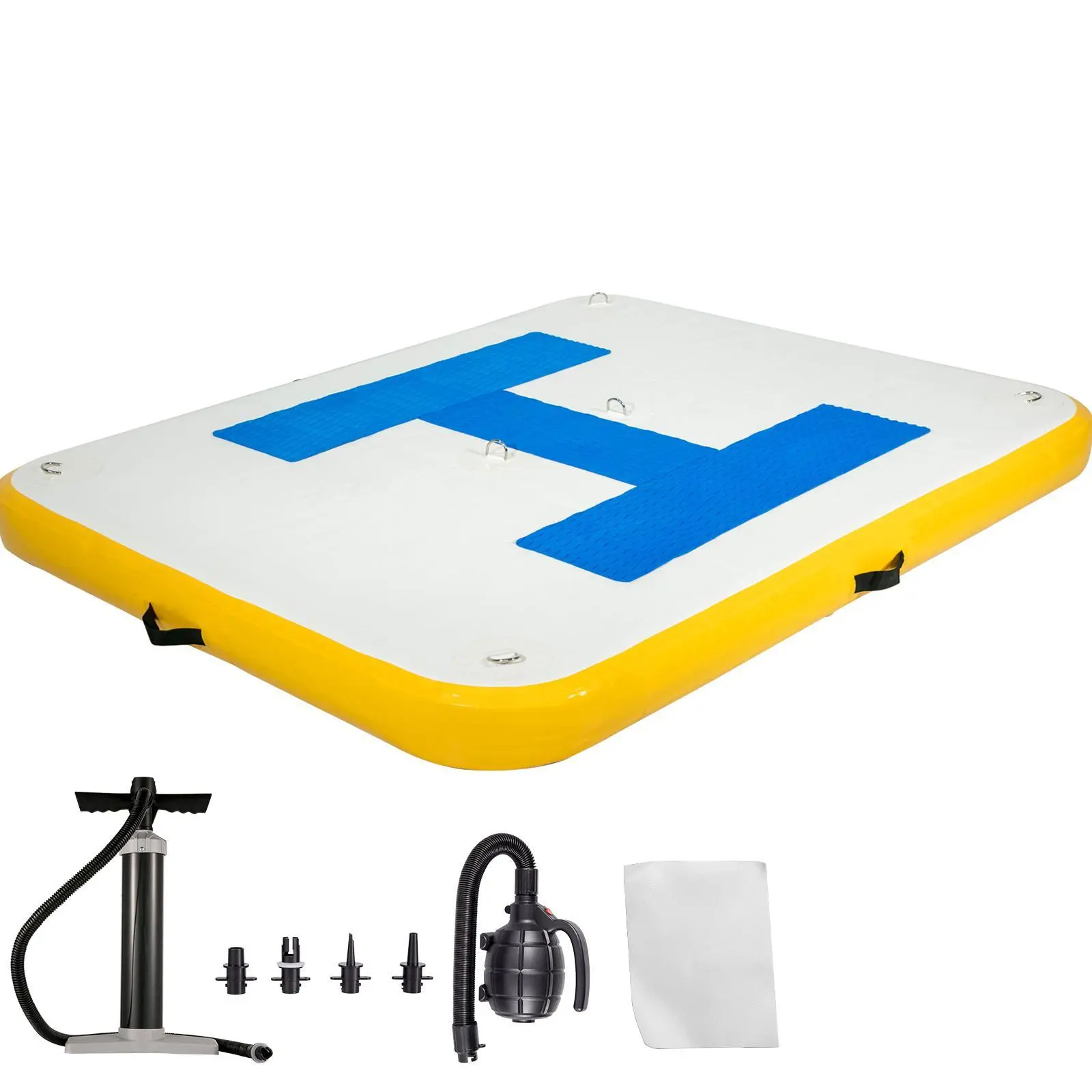 【SummerFinds】Portable Lightweight EVA-PVC Quick-Inflate Inflatable Dock Platform, 8x5 ft, 24.4x13.7x4.3 in, 397 lbs Capacity for 2-4 People with Electric Air Pump for Tanning, Family Use