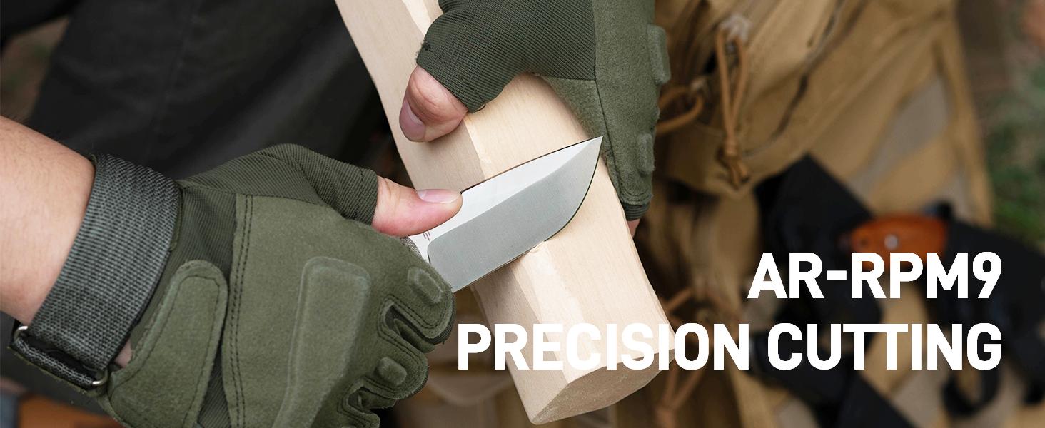 CJRB Mutt EDC Hunting Knife with AR-RPM9 Steel Balde and G10/Wood/Micarta Handle, Fixed Blade Knives for Outdoor Adventures,Camping and Hiking