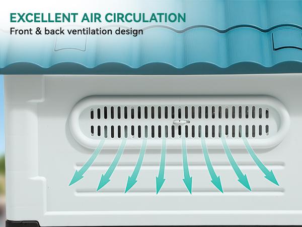 YITAHOME 33.1'' Folding Large Dog House Outdoor Plastic Doghouse with Adjustable Skylight and Elevated Base Water Resistant Pet House for Small, Medium Dogs