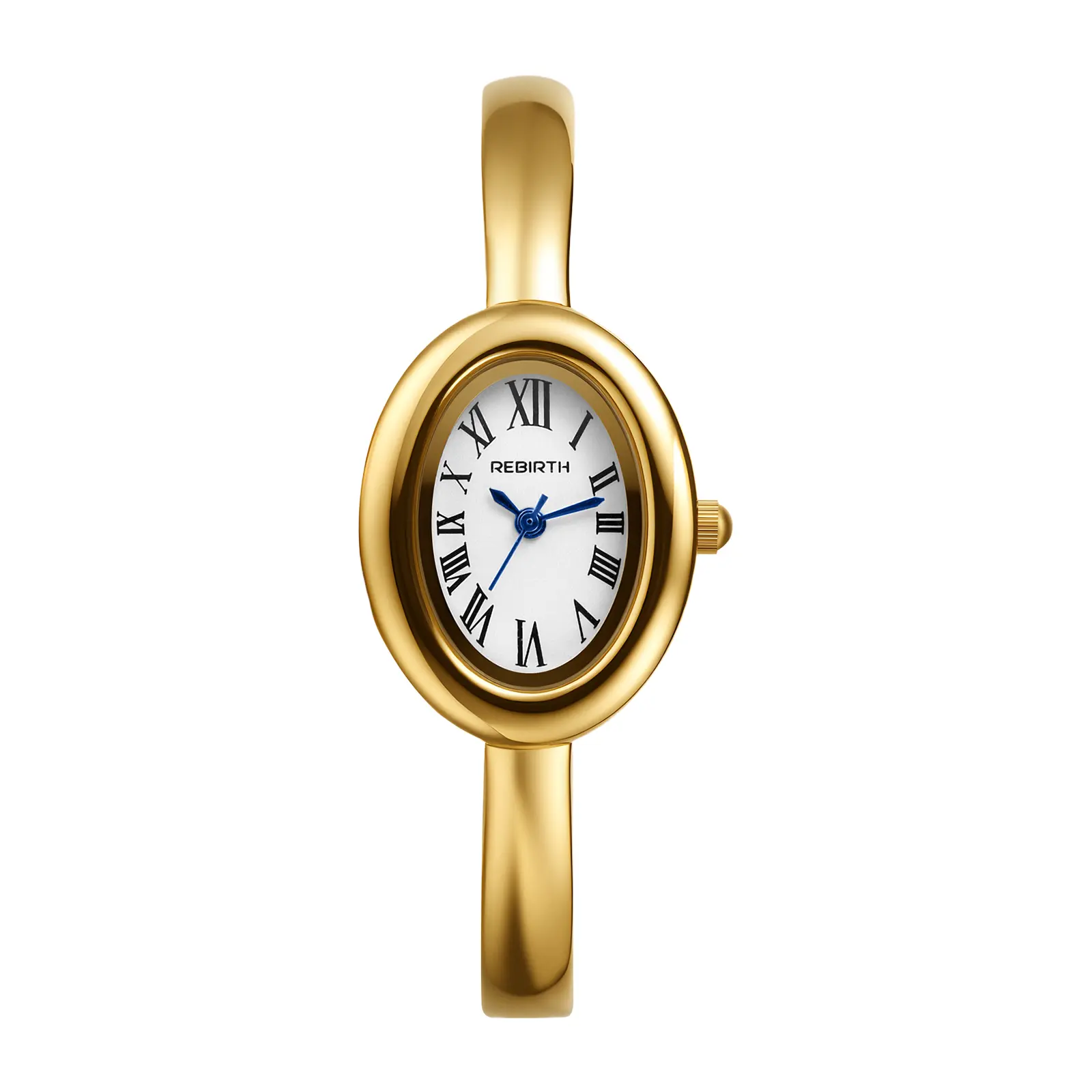 Bracelet Watch for Women: Gold Quartz Analog Oval Roman Numeral 3ATM Waterproof Simple Casual Ladies Bangle Wristwatch