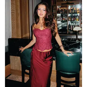 Starlet Nights Floral Lace Strapless Corset Top