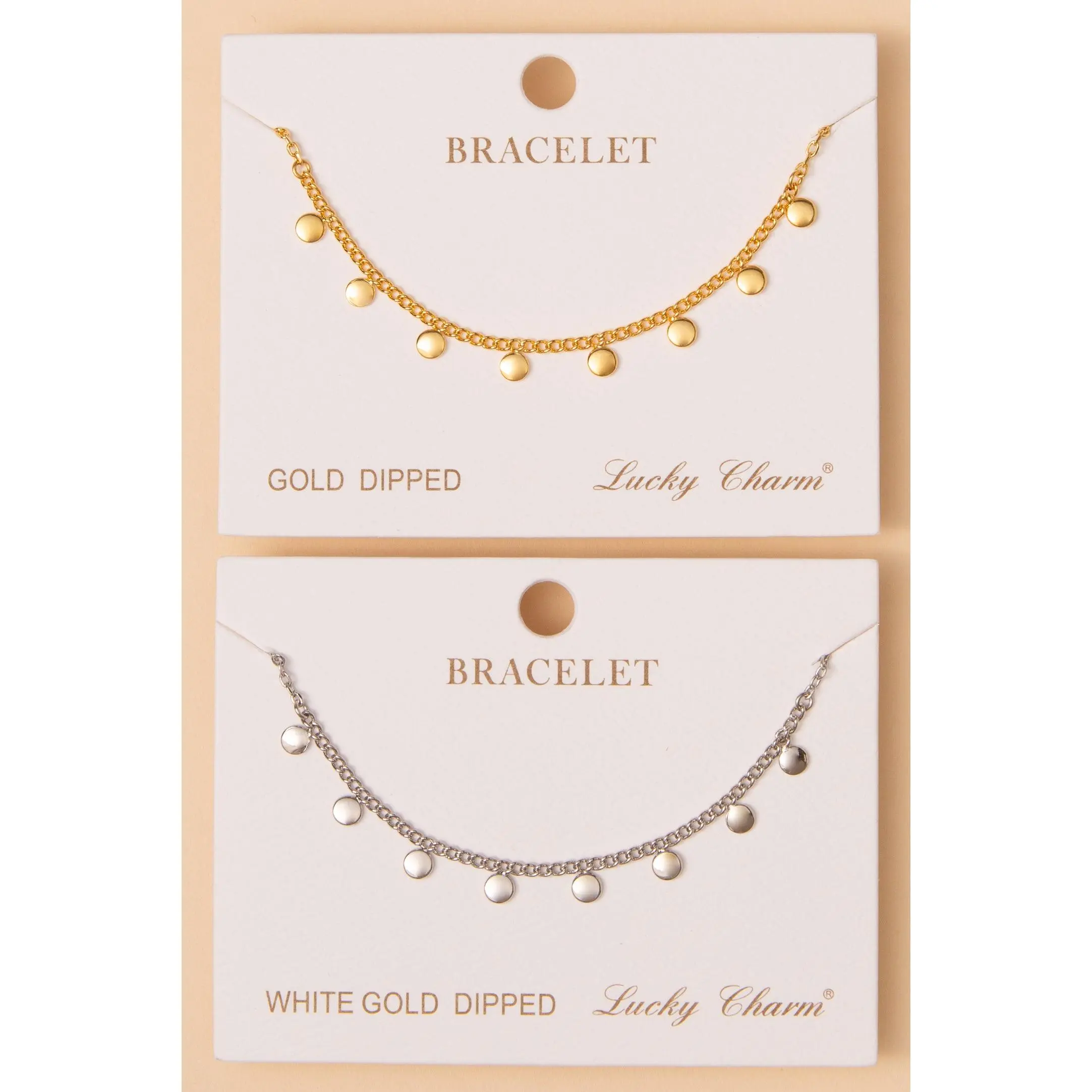 Luna Polished Charm Disc Chain Bracelet