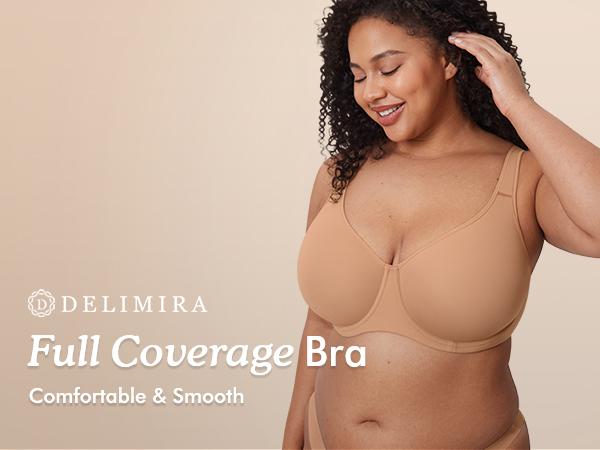DELIMIRA Women's Inbarely Plus Full Coverage Bra No Padded Plus Size Underwire Unlined Seamless Bras