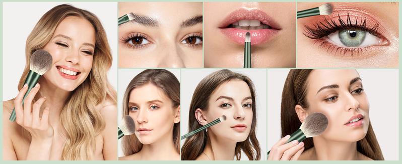 11Pcs Green Makeup Brush Set  Fluffy SOFT Bristles (No Itchy!)    Ultra Soft Fluffy Bristles + Storage Case Multi-Function Brushes kylie  brush  set