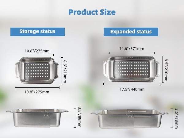 Hibbent Over the Sink Colander Strainer Basket - ALL METAL Extendable Drain Colander for Wash Vegetables and Fruits Dry Dishes, 6 Quart Large Size, New Home Kitchen Essentials Hibbent Over the Sink Colander Strainer Basket - ALL METAL Extendable Drain Colander for Wash Vegetables and Fruits Dry Dishes, 6 Quart Large Size, New Home Kitchen Essentials