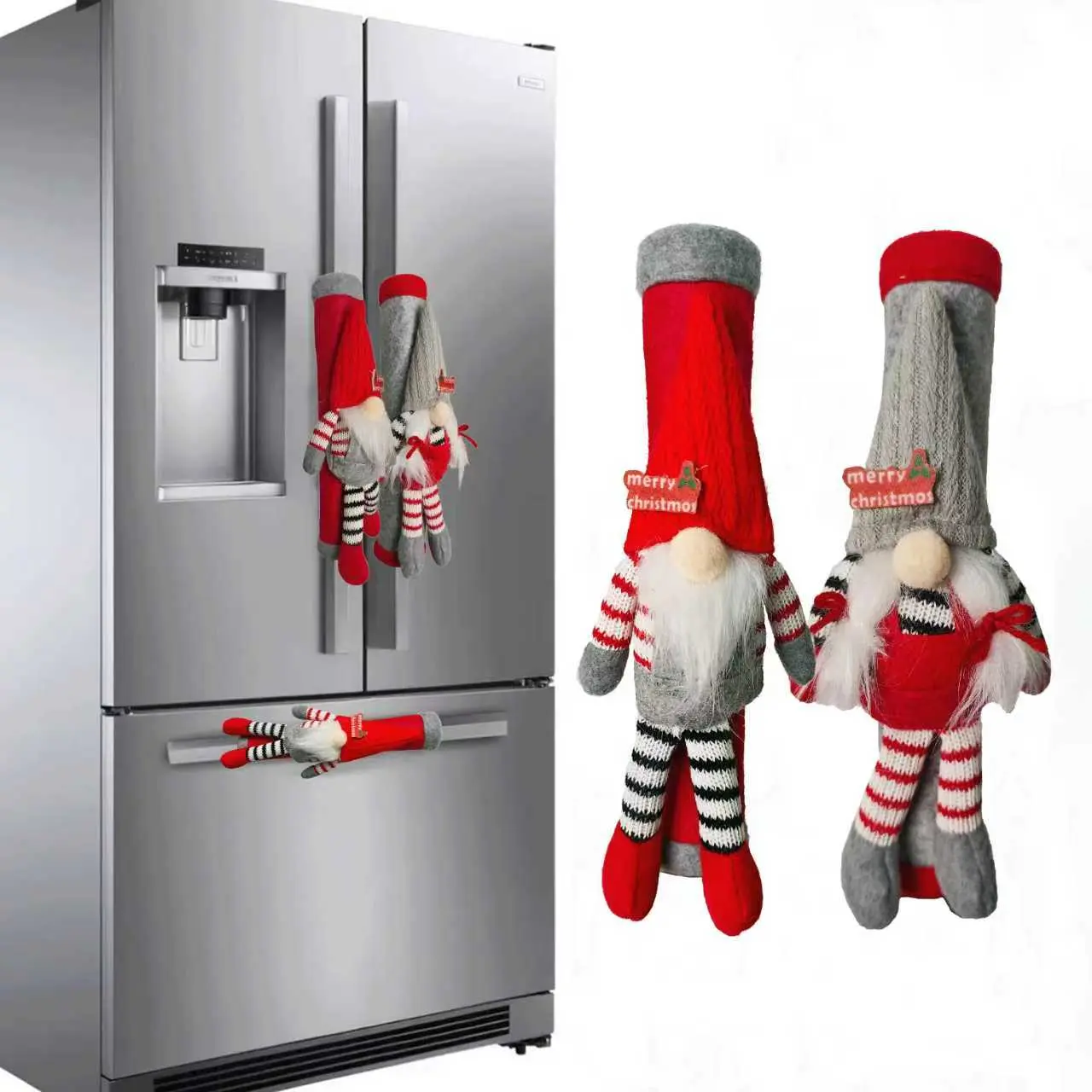 2 Pack Christmas Gnome Refrigerator Door Handle Covers, Holiday Kitchen Appliance Handle Decorations, 2026 Christmas Decor for Standard Size Dishwasher, Fridge & Microwave, Cute Xmas Appliance Handle Protector