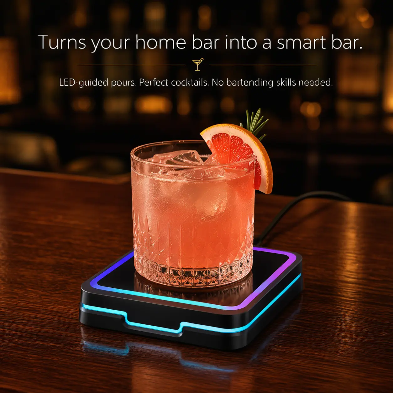Kavaz Smart Coaster – Smart Cocktail & Mocktail Maker for Home Bars with Step-by-Step Pour Guidance, No Guesswork & Effortless Drink Mixing