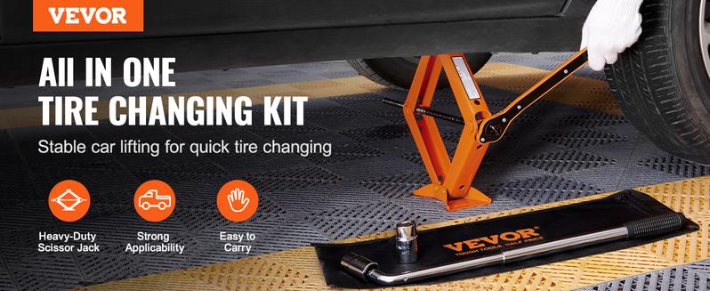 VEVOR Scissor Jack,  2.5 Ton/5512 lbs Scissor Car Jack, 3.7"-17.1" Lifting Range Scissor Lift Jack with Ratcheting Handle and L-Wrench, Portable Tire Jack for Cars Trucks Sedans MPVs