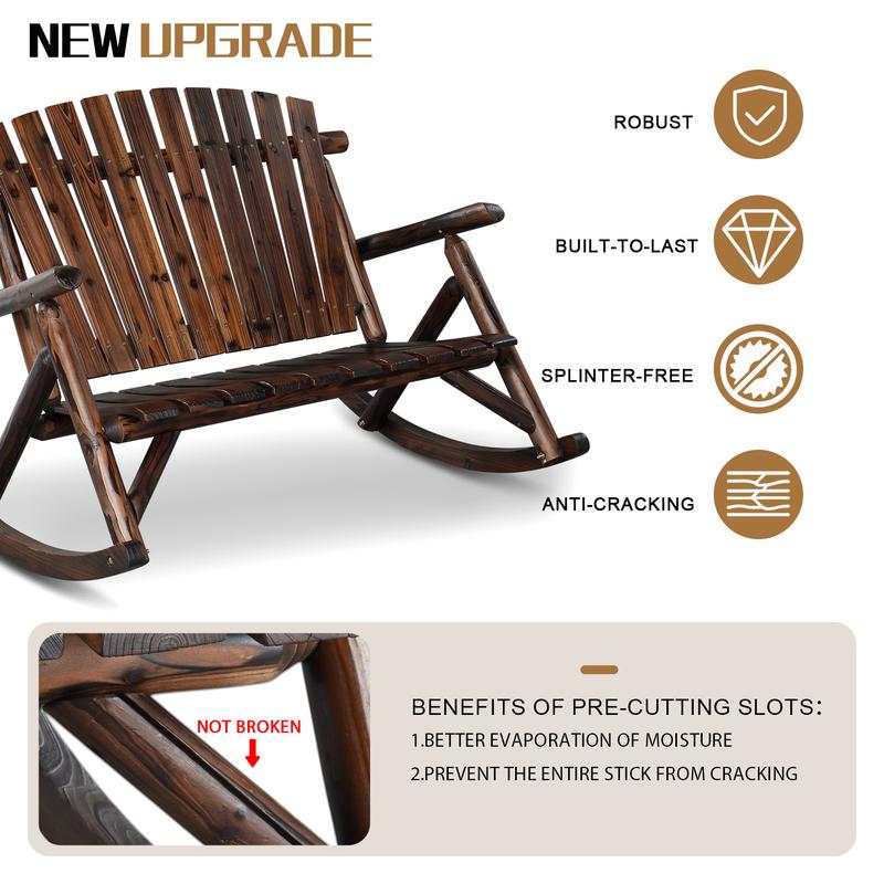 Ubesgoo 41" Rustic Wooden Wheel Bench Outdoor Bench, 2-Person Patio Bench Wagon Slatted Seat, Garden Benches for Outdoors 350lbs High Capacity, Weather Resistance