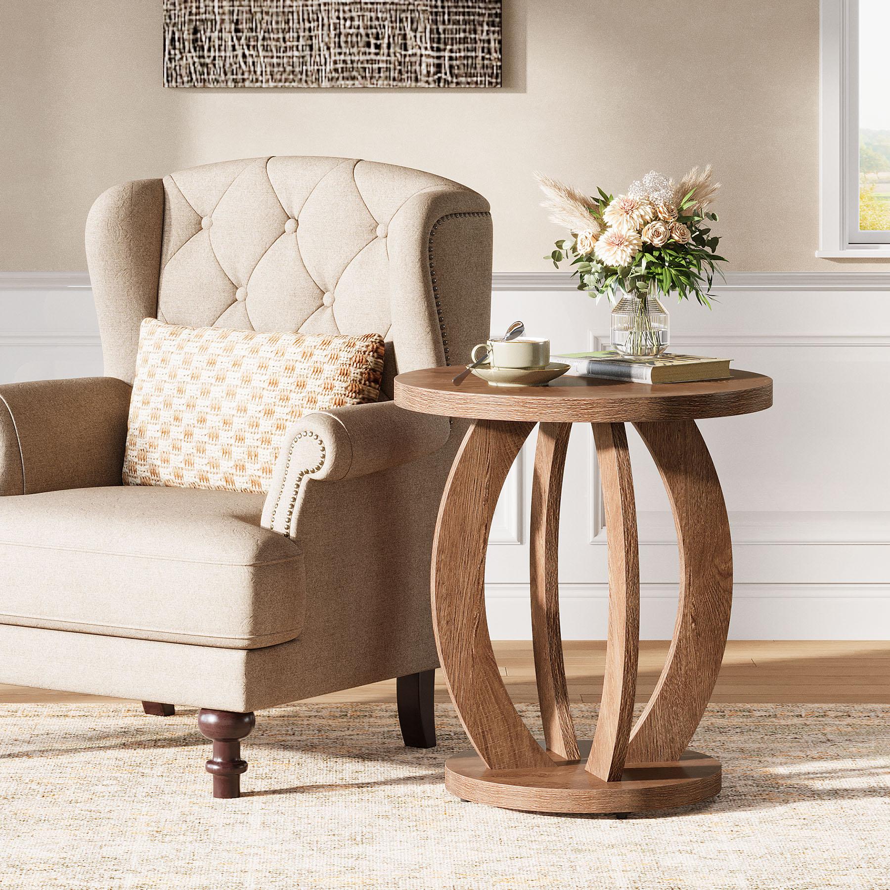 LITTLE TREE End Table, Round Side Table with Storage, Farmhouse Nightstand Bedside with Round Tabletop, Accent End Table for Living Room Bedroom Small Space, Wooden Accent Furniture LITTLE TREE End Table, Round Side Table with Storage, Farmhouse Nightstand Bedside with Round Tabletop, Accent End Table for Living Room Bedroom Small Space, Wooden Accent Furniture