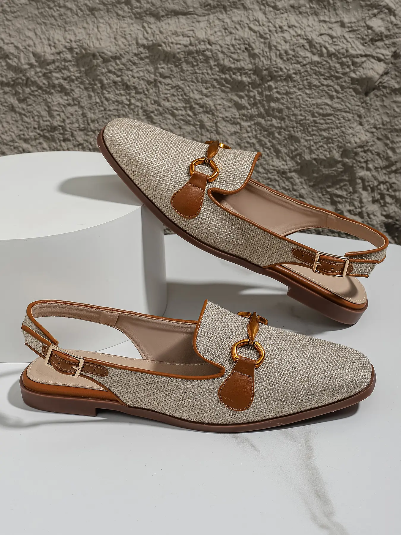 Women's Fashionable Square Toe Flat Shoes, Elegant Comfortable Breathable Summer Footwear Adjustable Slingback Shoes for Daily Wear, Casual Trendy Shoes for Women & Girls, Walking Shoes, Footwear