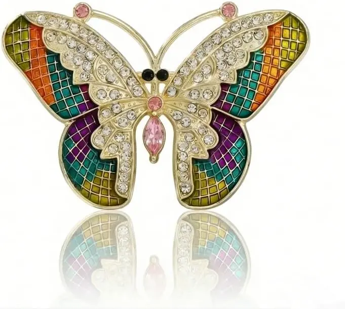 Sparkling Butterfly Brooch - Luxury Rhinestone Crystal Alloy Pin for Women, Elegant Brooch for Dress, Blazer, Scarf, Bag, Wedding & Party Accessories