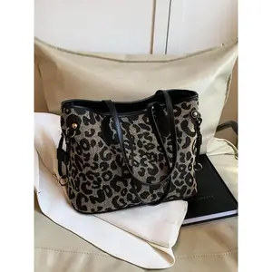 Fashion Leopard Pattern Shoulder Bag, Casual Large Capacity Tote Bag for Women, Trendy All-match Bag for Daily UseGift
