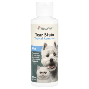 NaturVet Tear Stain, Topical Remover, Aloe, For Dogs & Cats, 4 fl oz (118 ml)