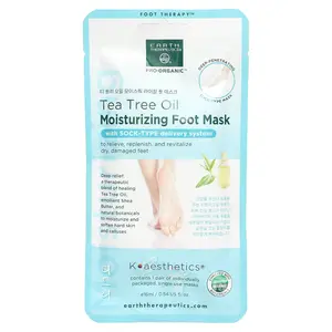 Earth Therapeutics Pro-Organic, Moisturizing Foot Mask, Tea Tree Oil , 1 Pair, 0.54 fl oz (16 ml)