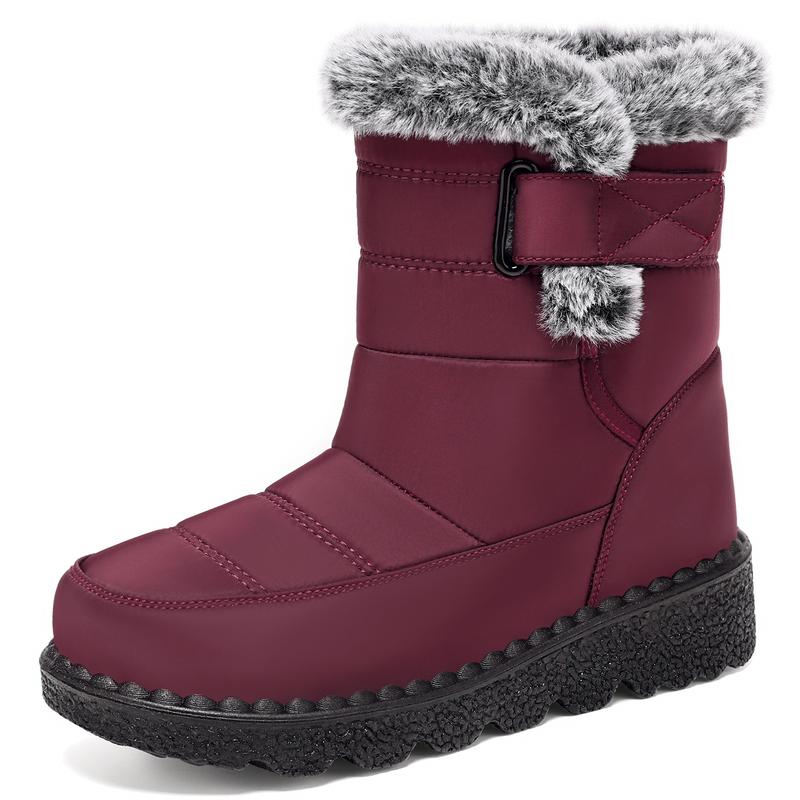 Women Snow Boots Winter Shoes with Fur Lined Warm Slip On Boots for Women Waterproof Booties Comfortable Outdoor Anti Slip Shoes