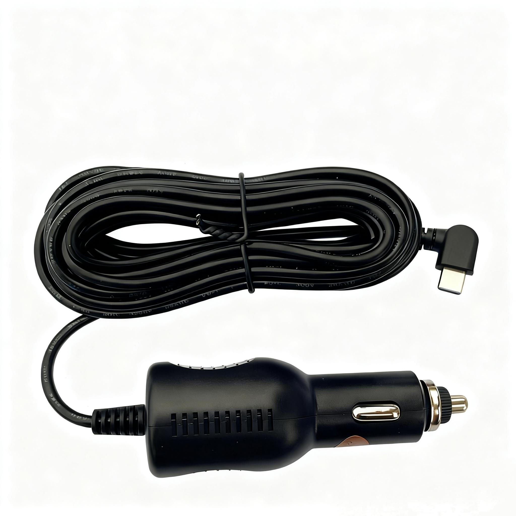 【HiEHA】Universal 3.5M 5V/3A Cigarette Lighter Car Charger  Power Cord with Type-C Port for 7" & 8" CarPlay, Dash Cams, iPhone iPad