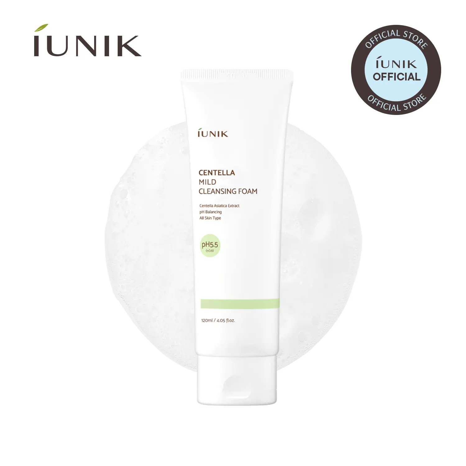 [IUNIK Official] Centella Mild Cleansing Foam | Deep Cleansing & pH Balancing for Sensitive & Oily Skin | 120ml / 4.05 fl oz