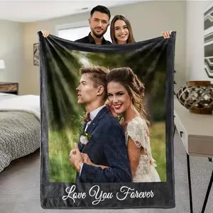 Customized photo personalized warm cozy flannel blanket, comfortable, soft and multi-functional for every season, suitable for home decoration, office, sofa, bedroom and outdoor travel, a must-have holiday gift，bed accessories， cooling blankets