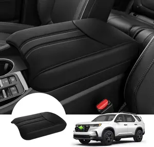 Canvcle Center Console Cover for 2023 2024 2025 Honda Pilot/ 2024 2025 Ridgeline Passport Accessories Armrest Cover Anti-Scratch Middle Console Pad Leather Armrest Protector