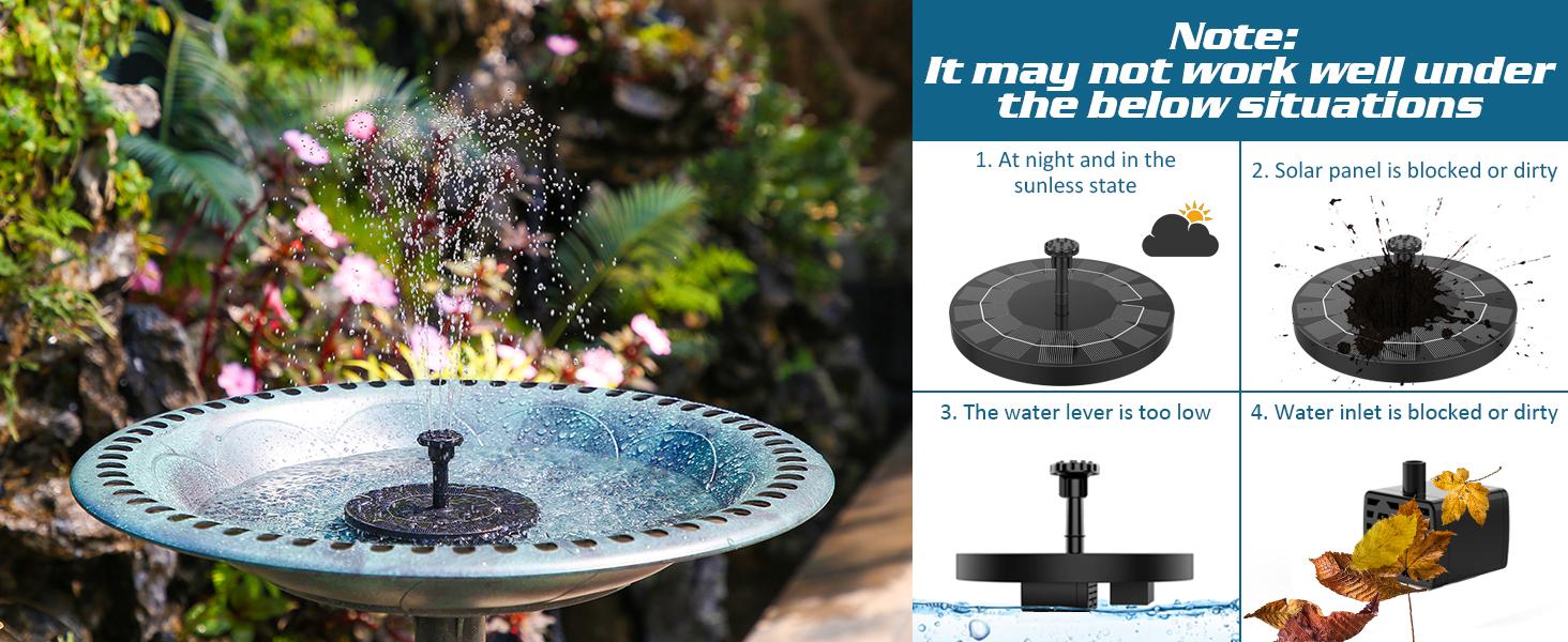AISITIN 2.5W Solar Bird Bath Fountain Pump, Solar Fountain Pump for Bird Bath with 6 Nozzles,  Garden, Ponds, Pool, Fish Tank, Aquarium and Outdoor