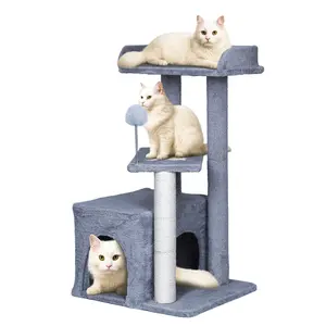 Cat Tree Tower for Indoor Cats, Tall Multi-Level Pet Furniture, Stable Kitty Play House with Sisal