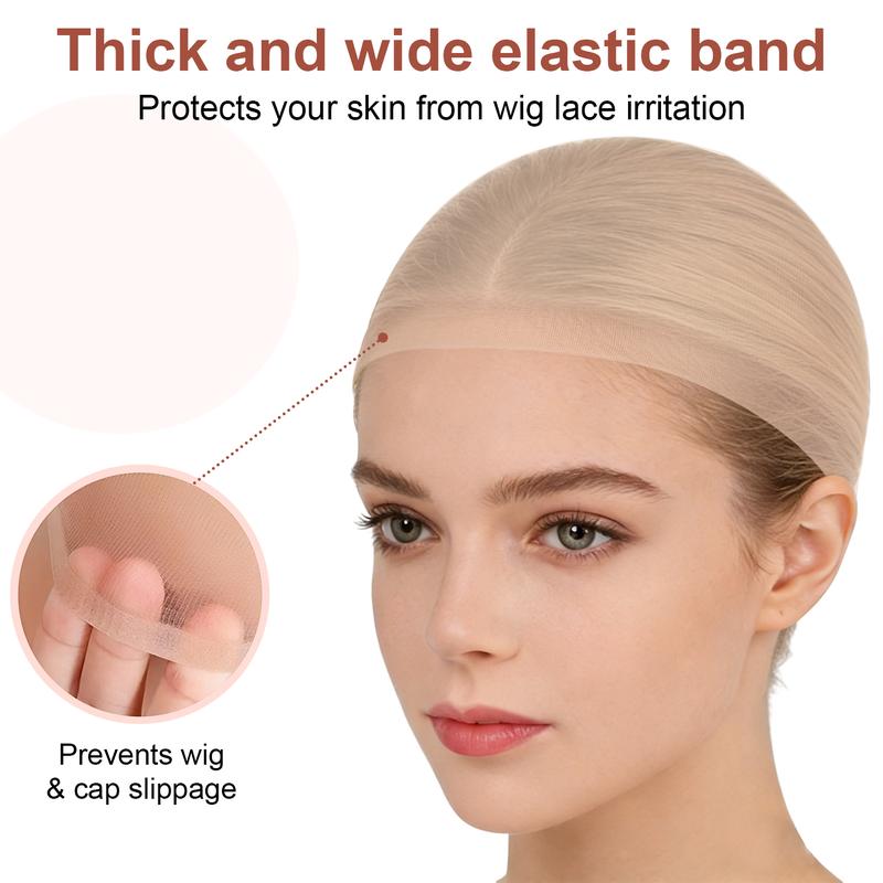 Wig Cap with Grip Band for Keeping Wigs in Place, 1 Count Adjustable Style Dome Mesh Cap with Showing Off Ears, Non Slip Cap Let Wig Be Glueless, Mother's Day Gift