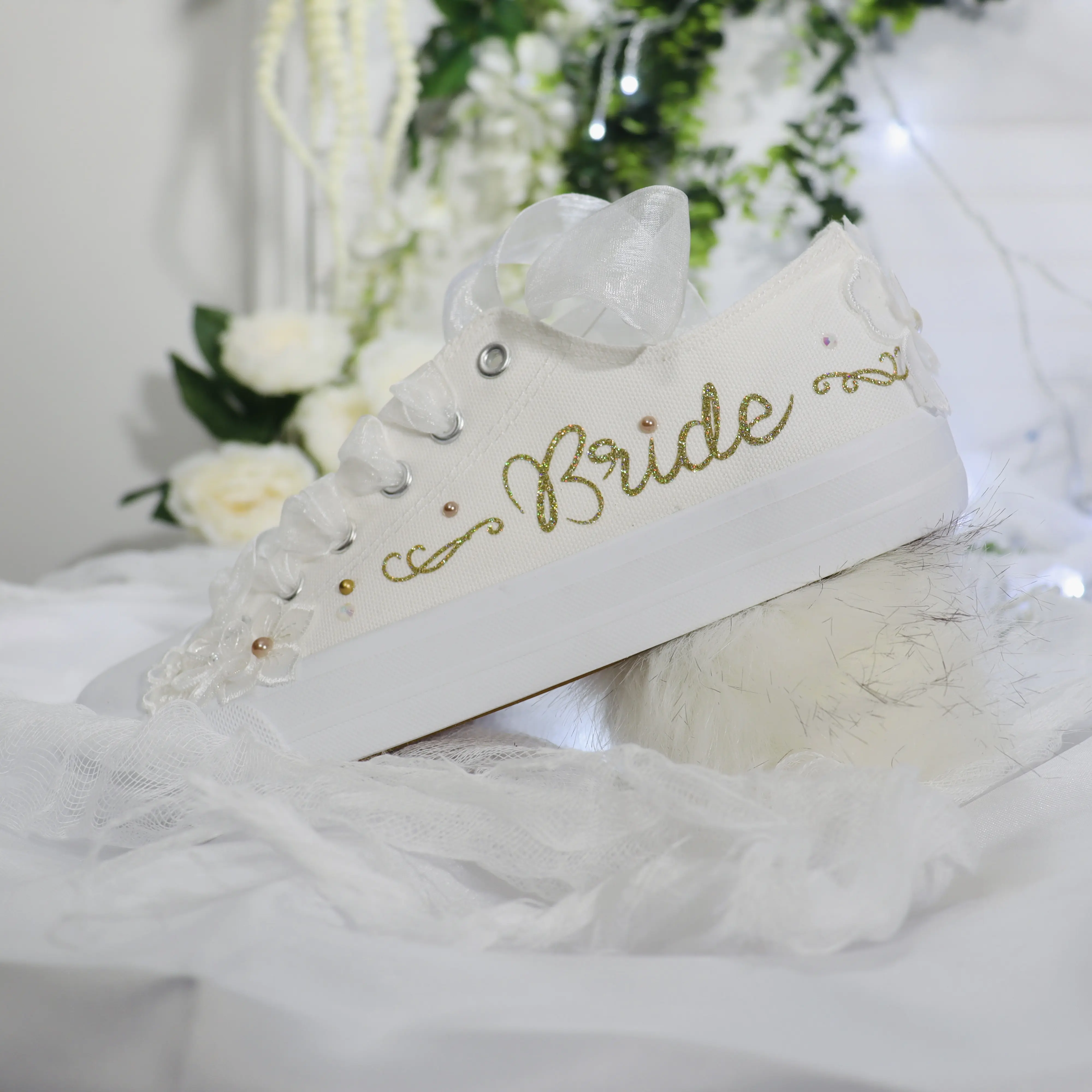 Bridal Floral Theme Custom Sneakers