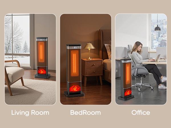【Clearance Deal】24Inch Space Heaters for Indoor Use, Portable Heater with 3 Light Colors, Adjustable Thermostat with Remote, Tip-over Protection Up to 95°F, 60°Oscillation
