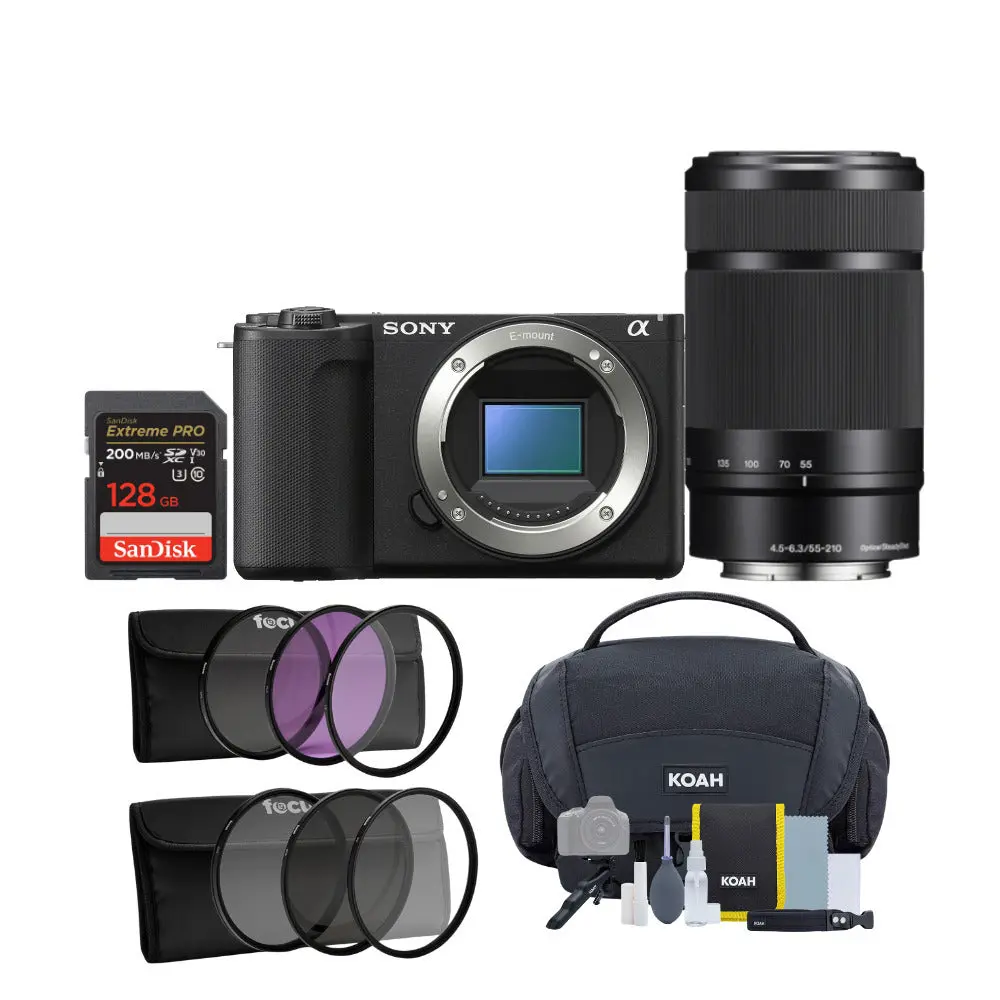 Sony Alpha ZV-E10 II Electronic APS-C Mirrorless Camera Bundle for Content Creators - 3x, 4.5f/, 55-210mm Lens Kit, High-Res Sensor (Black)