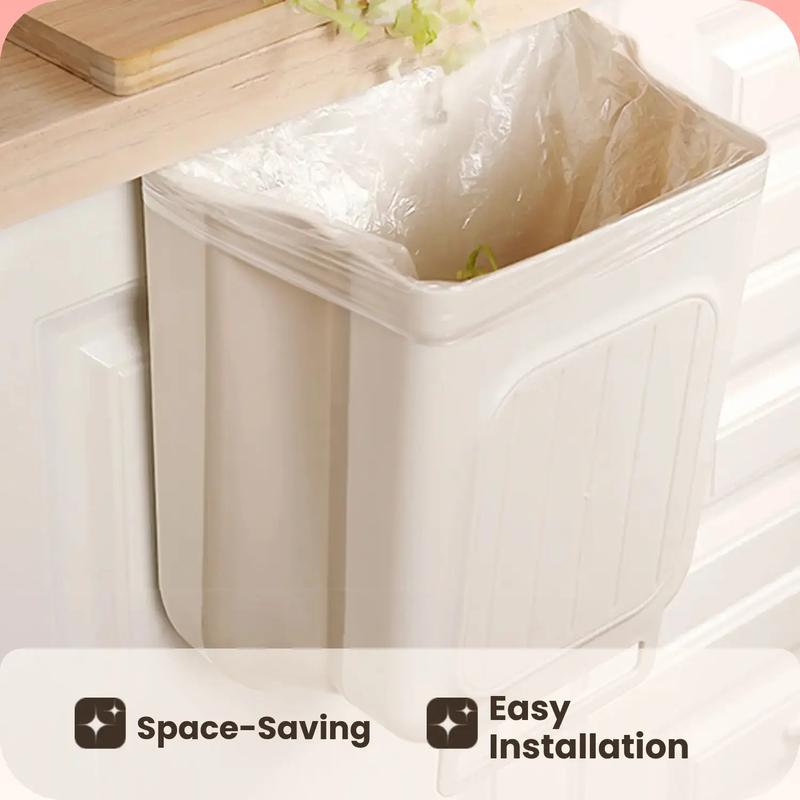 Foldable Kitchen Trash Can, 1 Count Hanging Garbage Storage Bucket, Space-saving Kitchen Accessory for Home touchless trash  Duty  Garbage Can Touchless Slim  Trash Can commercial Set