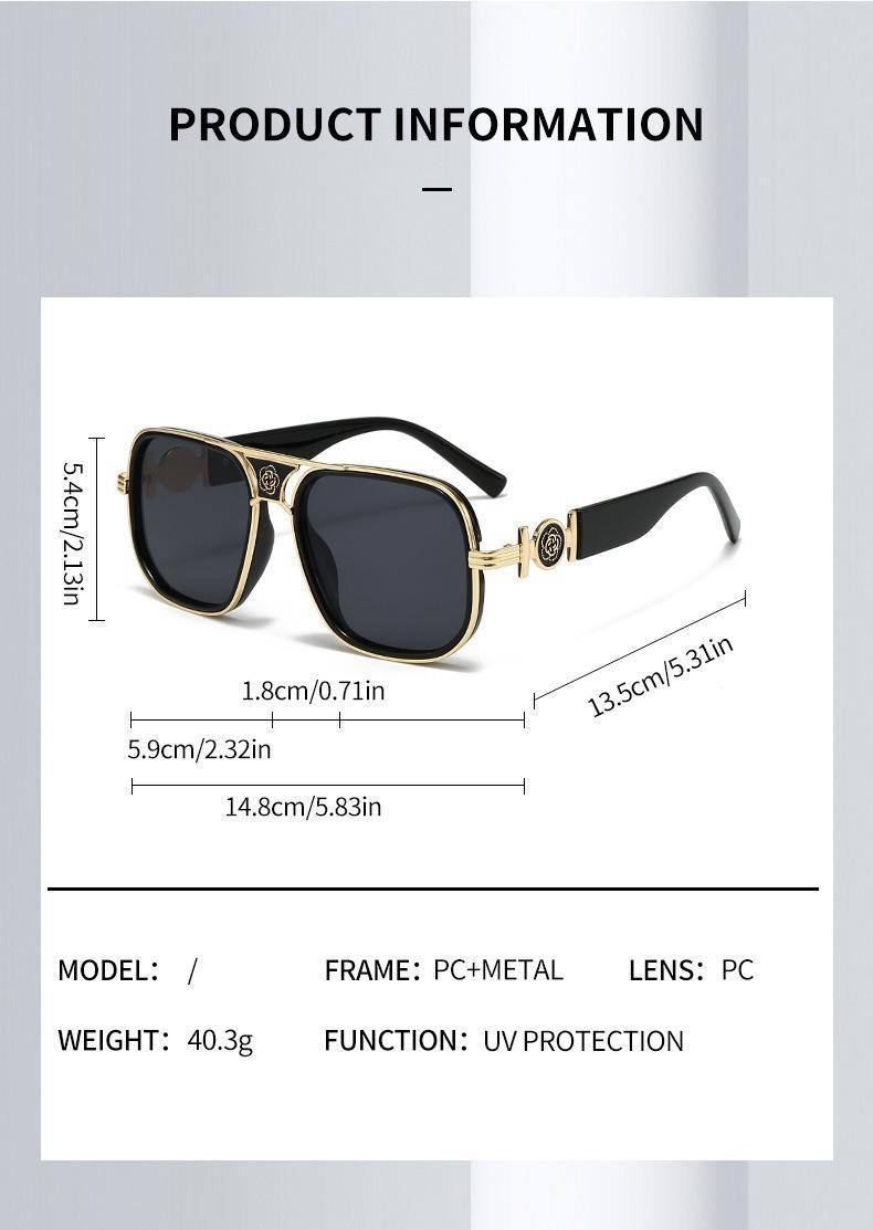 [WishOpen]2026 New Fashionable Luxury Sunglasses European and American Classic Women's Large Frame Metal Frame Casual Luxury Sense Black Frame