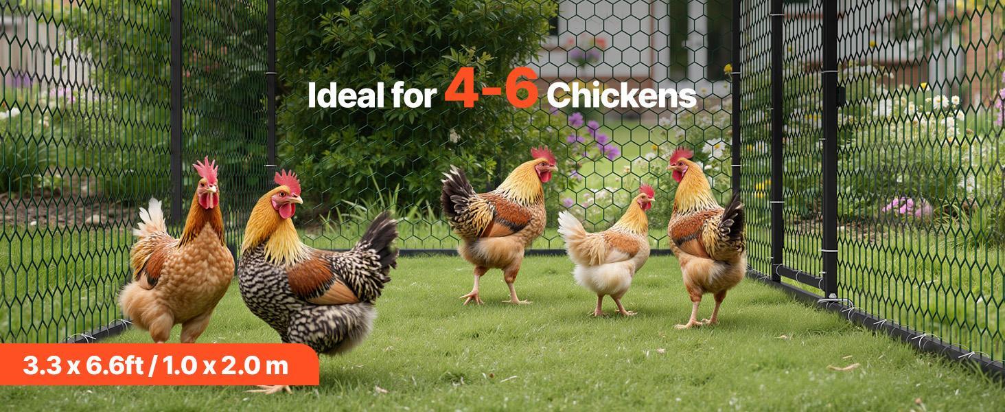 VEVOR Metal Chicken Coop for 4-6 Chickens, 3.3 x 6.6 x 3.3 ft, Small Chicken Cage with Waterproof Cover & Double Doors, Spire Roof Poultry Run Compatible with Wooden Coops, for Rabbit Hen Goose Duck#BackToSchool VEVOR Metal Chicken Coop for 4-6 Chickens, 3.3 x 6.6 x 3.3 ft, Small Chicken Cage with Waterproof Cover & Double Doors, Spire Roof Poultry Run Compatible with Wooden Coops, for Rabbit Hen Goose Duck#BackToSchool