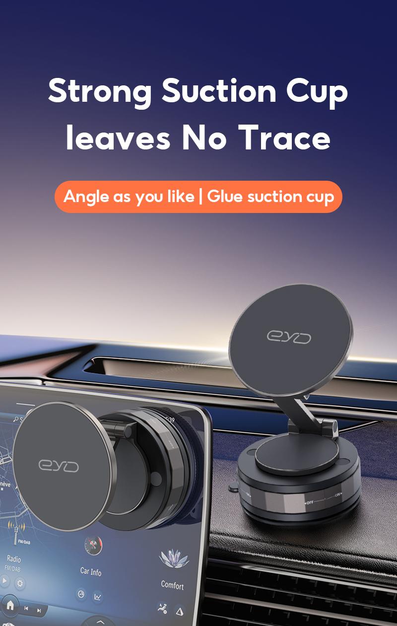 EYD VP05X Magnetic Vacuum Suction Phone Holder, 360° adjustable, strong magnetic adsorption, foldable, universal car and desktop stand.