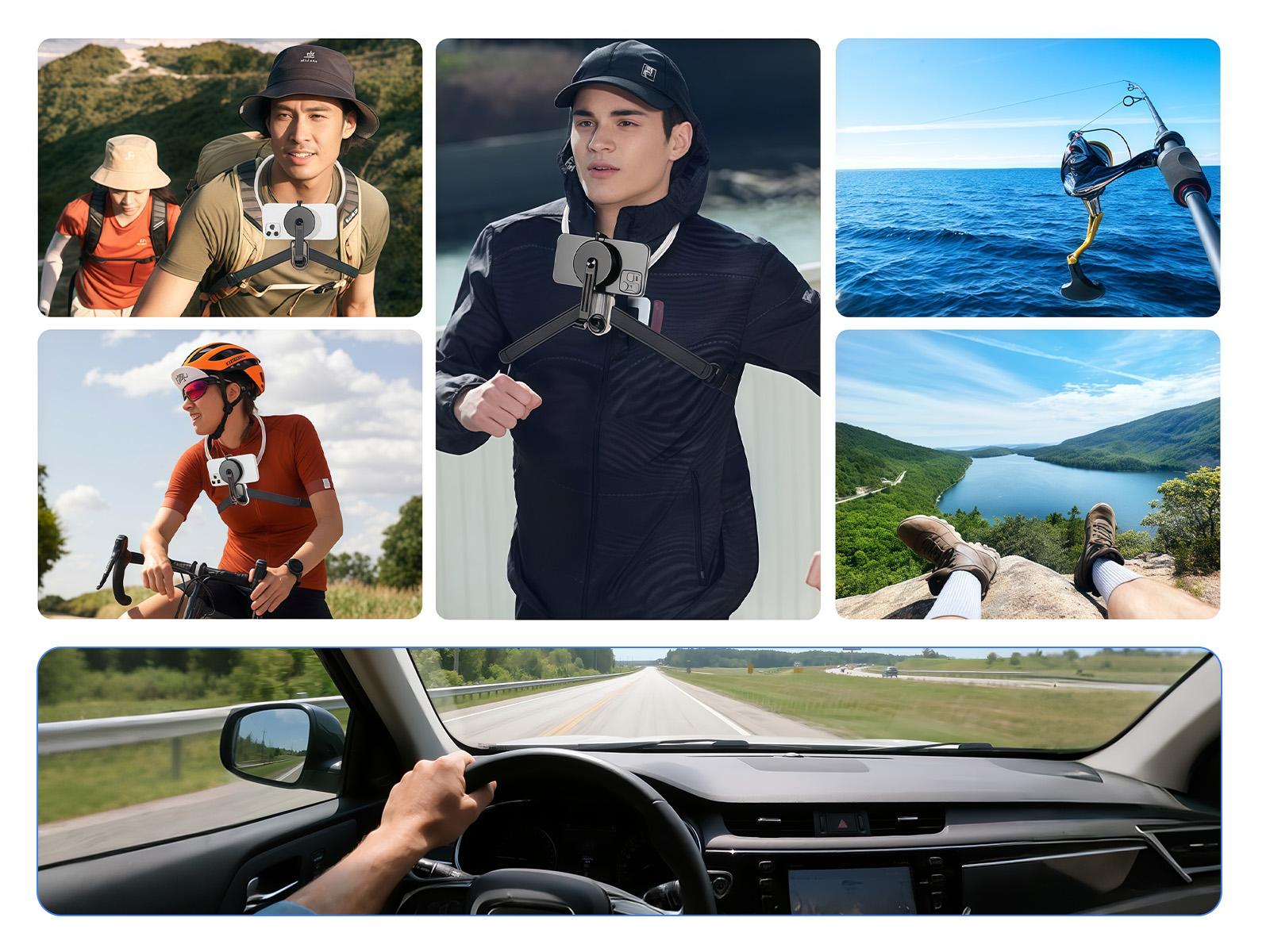 Magnetic Neck Mount for Phones,Hands-Free POV/Vlog Holder, Chest Strap for iPhone 16 15 14 13, Android, and Smartphone,Neck magnet Phone Holder Stand for 360° Adjustable Cellphone Silicone neck tripod