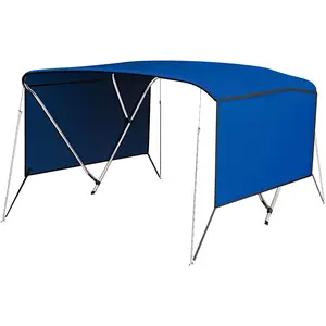 3 Bow Bimini Top Boat Cover, Polyester Canopy with 1" Sturdy Aluminum Alloy Frame, Sun Shade and Waterproof, 6'L x 46" H x 73"-78" W, Blue