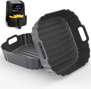 6.2-Inch Mini Square Silicone Air Fryer Liners (2 Pack) – Reusable Basket Trays for 2–3 Qt Air Fryers, Non-Stick Air Fryer Accessories