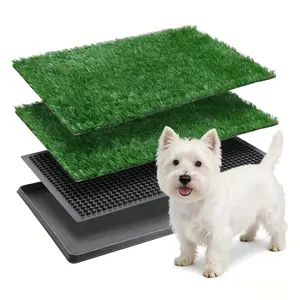 Dog Grass Pad with Tray, Indoor Dog Potty for Apartment & Patio Training, 20×30 Inch Artificial Grass Puppy Pee Pad with 2 Replacement Grass Mats fresh patch pup christmas pet gifts