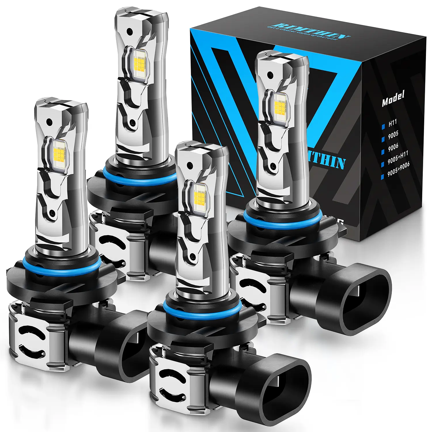 [One-year warranty included] 9005/HB3/9006/HB4/H11/H9/H8/H7/9008/H13 White LED Headlight Kit – High LM, with cooling fan, 6000K cool white light, plug-and-play, set of 2 [Please check the images to confirm your vehicle model]