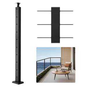 VEVOR Cable Railing Post,  , 36x1x2 Inch Level Deck Stair Posts, 1-Pack Stainless Steel Cable Handrail Post, Pre-Drilled Pickets with Mounting Bracket Stair Railing Kit, Black, 1JZLGZXHS914LZA6X001V0