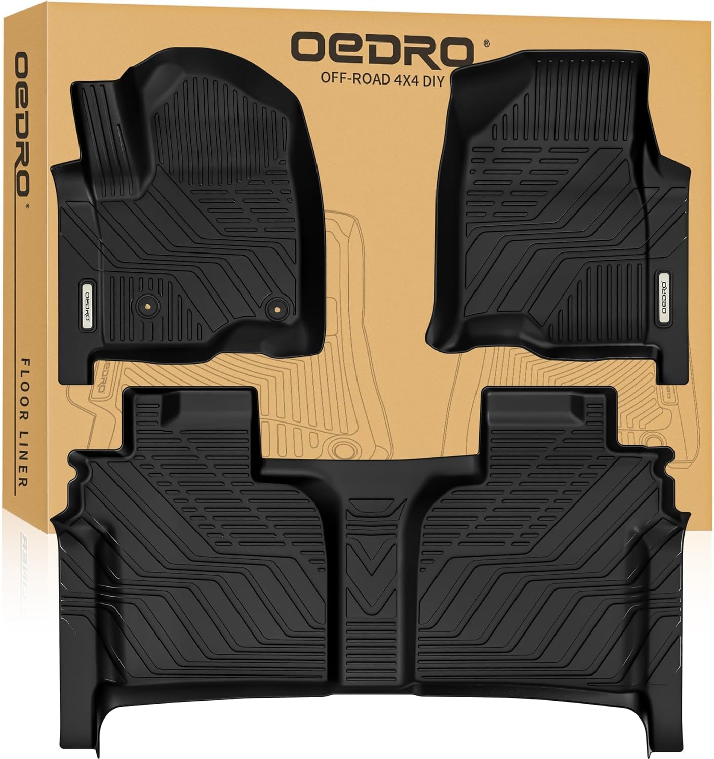YITAMOTOR Upgraded Floor Mats Fit for 2019-2025 Chevrolet Silverado 1500/GMC Sierra 1500 & 2020-2025 Chevy Silverado/GMC Sierra 2500HD/3500HD Crew Cab w/Rear Under Seat Storage Box, Front Bucket Seating