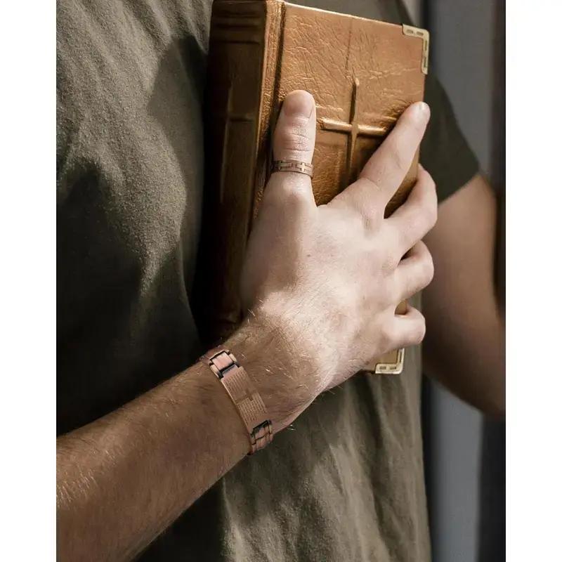 Copper Magnetic Bracelet for Men,Ultra Strength Cross Bracelet With Ring Include Adjustable Link, Jewelry Gift Wearable