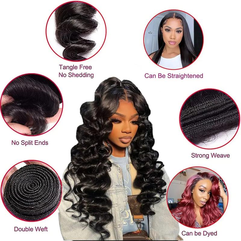 Loose Wave Human Hair Bundle with Closure Brazilian Virgin Hair Loose Wave Bundles Human Hair 3/4 Bundles with 4×4 Lace Closure