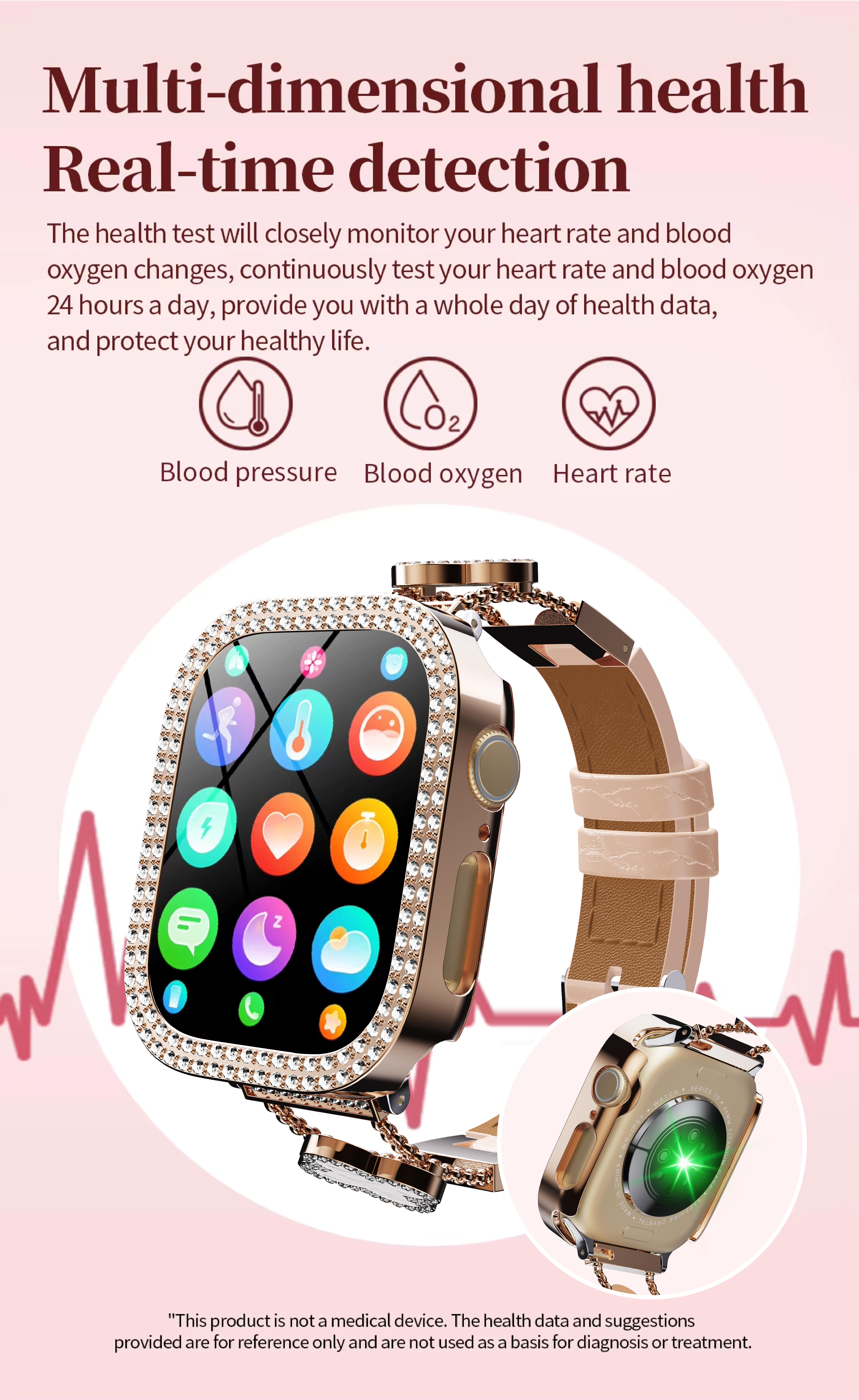 W&O Smart Watch for Android & iOS 2.04" Touch Screen Fitness Tracker with Answer/Make Calls IP67 Waterproof Pedometer 100+ Sport Modes Gift