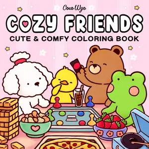 Cozy Friends: Coloring Book for Adults and Teens Featuring Super Cute Animal Characters with Easy and Simple Designs for Relaxation (Cozy Spaces Coloring) Paperback – May 22, 2024