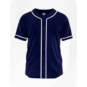 Exxact Sports Blank Baseball Jersey Men, Full Button Down Plain Baseball Jersey, Sports Uniforms Men Women Jersey - (Navy) Baseball Jersey for Fans