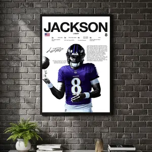 [ SPORT UNFRAMED - SALE UP TO 45% ] Lamar Jackson Hardline Series Football Sports Poster Dynamic Athlete Decor