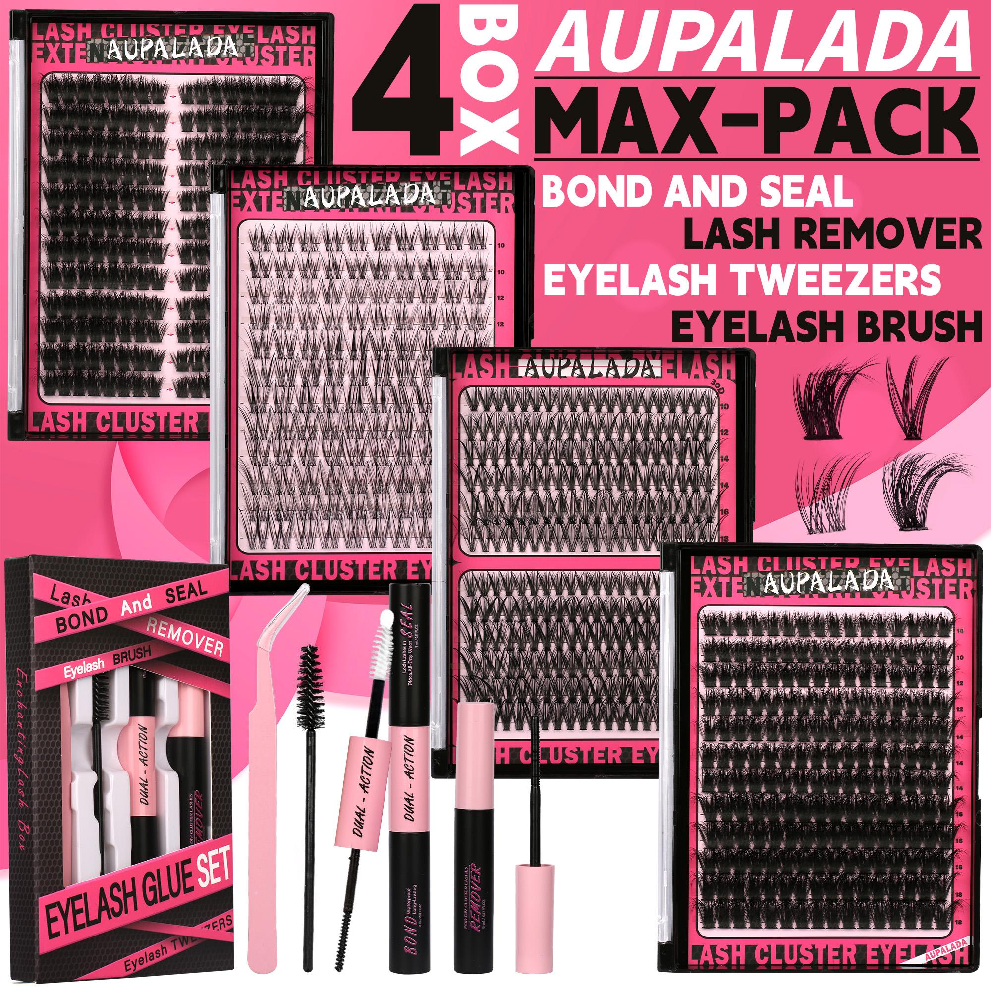 Amazing! 4 Styles  MAX-PACK Cluster Lash Extension Gift Set | Includes  Natural   Styles + Extra Volume | Soft & Lightweight | Comes with Glue, Tweezers & Brush | Easy DIY at Home | 1 Set Mixed Length Individval Eyelash Extensions Kit