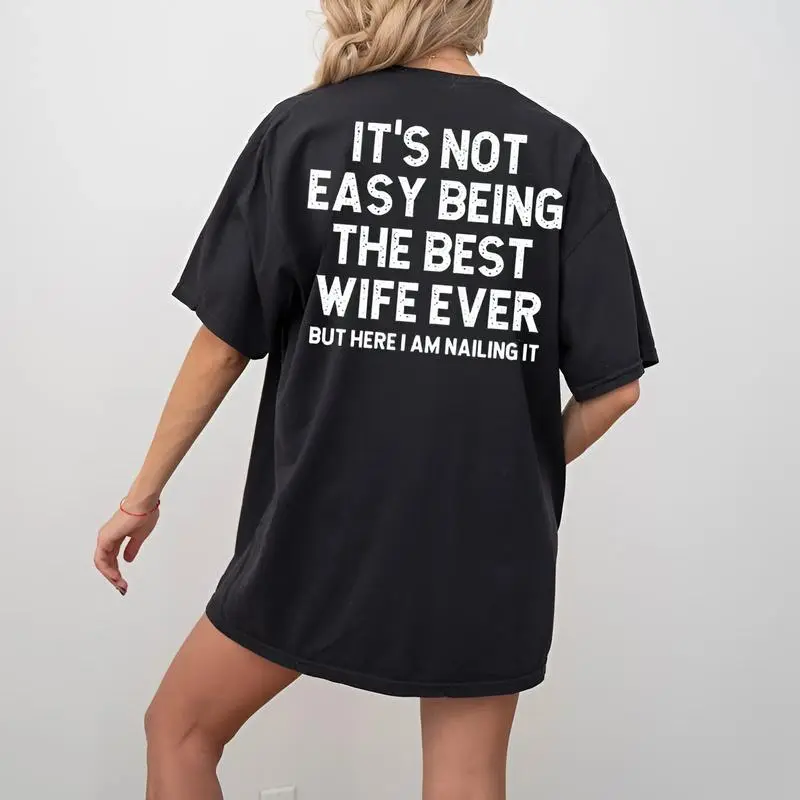Men's 'Best WIFE Ever' Graphic T-Shirt - Casual Short-Sleeve Round Neck Top in Lightweight, Smooth 100% Cotton Fabric