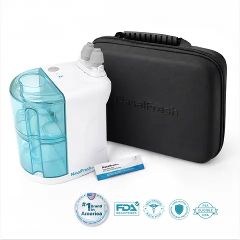 NasalFresh MD Premium Kit | Dual Powered Nasal Irrigator with Rinse and Suction | Includes Extra Saline Packets and Accessories | Fast Natural Relief for Sinus Pressure Allergies and Congestion